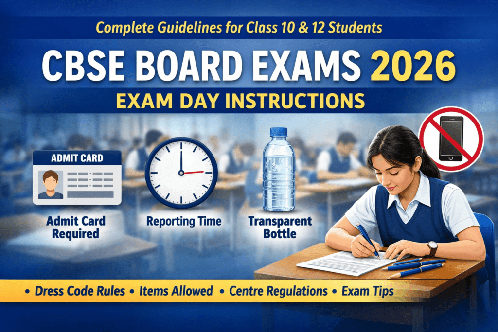 CBSE Board Exams 2026 exam day instructions